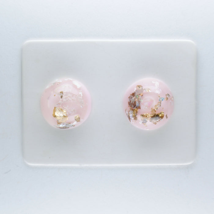 Iridescent and Gold Flake Earrings, 8mm or 10mm, Hypoallergenic Stud, Clip-on or Magnetic