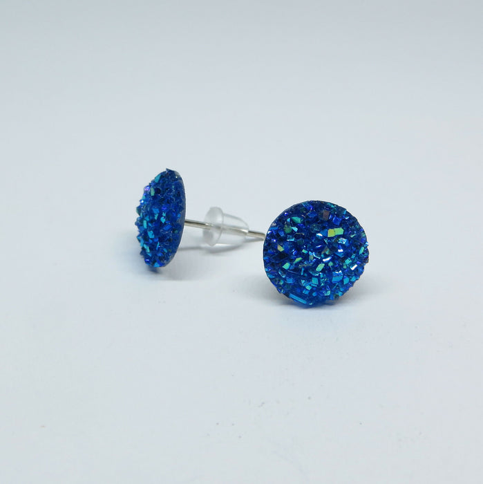 10mm Drusy Resin Earrings 12 colors, Magnetic, Clip-on or Hypoallergenic Stud