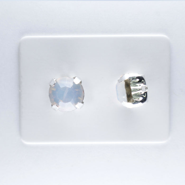 Opal Stone Earrings, individual or 6-pack, White, Pink or Green: Magnetic, clip-on or Hypoallergenic Stud