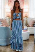 Final Play Top and Maxi Skirt Set - Blue and White