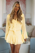 Aurelia Ruffle Romper Dress - Lemon Yellow
