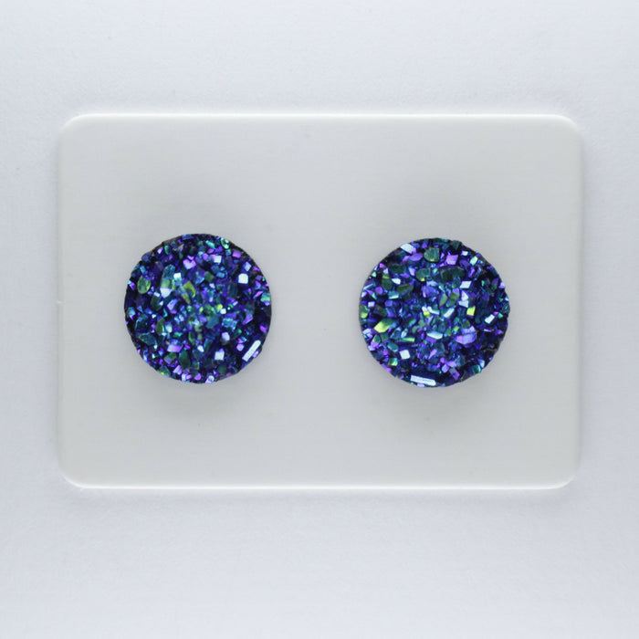 10mm Drusy Resin Earrings 12 colors, Magnetic, Clip-on or Hypoallergenic Stud
