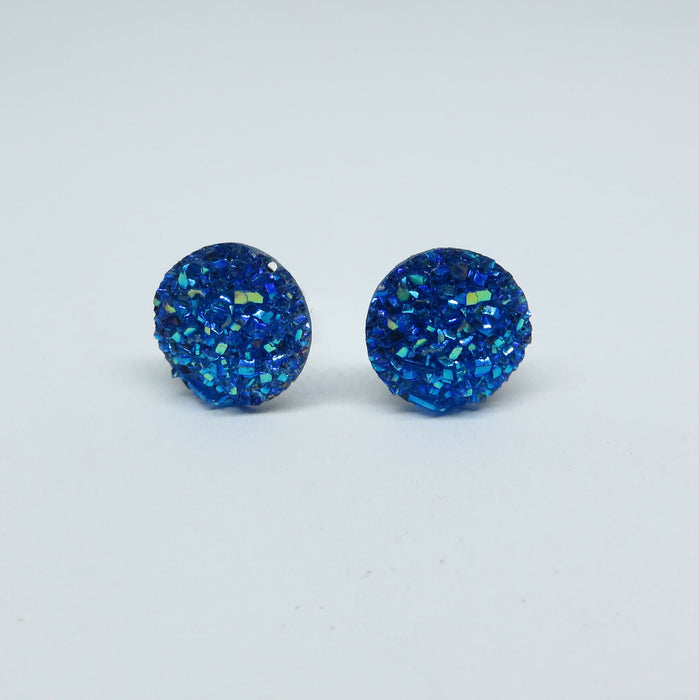 10mm Drusy Resin Earrings 12 colors, Magnetic, Clip-on or Hypoallergenic Stud
