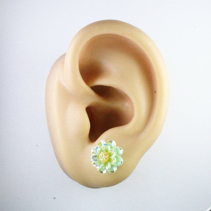 Sparkling Peony Flower Earrings, Individual or 6-pack: Magnetic, Clip-on or Hypoallergenic Stud