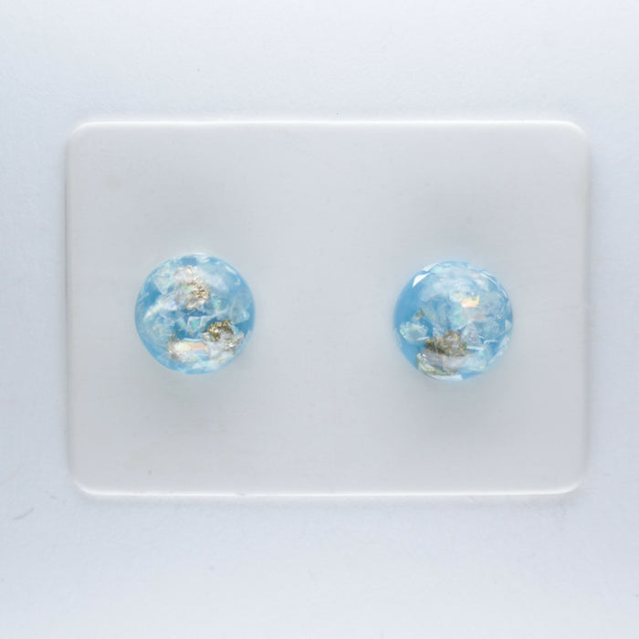 Iridescent and Gold Flake Earrings, 8mm or 10mm, Hypoallergenic Stud, Clip-on or Magnetic