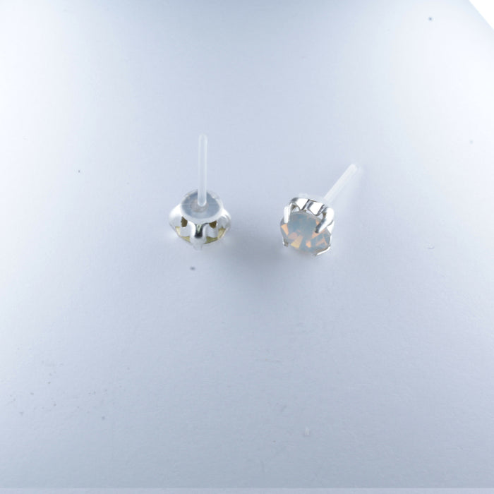 Opal Stone Earrings, individual or 6-pack, White, Pink or Green: Magnetic, clip-on or Hypoallergenic Stud
