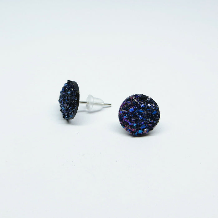 10mm Drusy Resin Earrings 12 colors, Magnetic, Clip-on or Hypoallergenic Stud