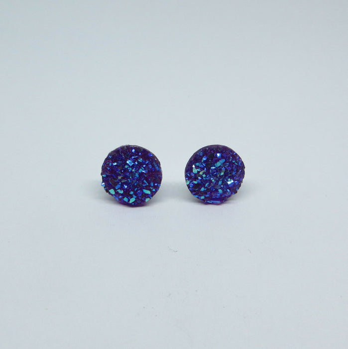10mm Drusy Resin Earrings 12 colors, Magnetic, Clip-on or Hypoallergenic Stud