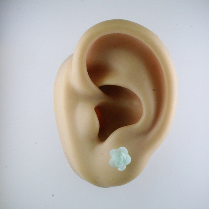 Flower Rose Earrings, Individual or 6 pack: 7mm Hypoallergenic Stud, Clip-on or Magnetic
