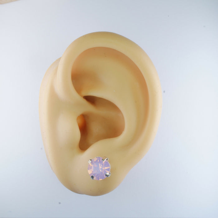 Opal Stone Earrings, individual or 6-pack, White, Pink or Green: Magnetic, clip-on or Hypoallergenic Stud