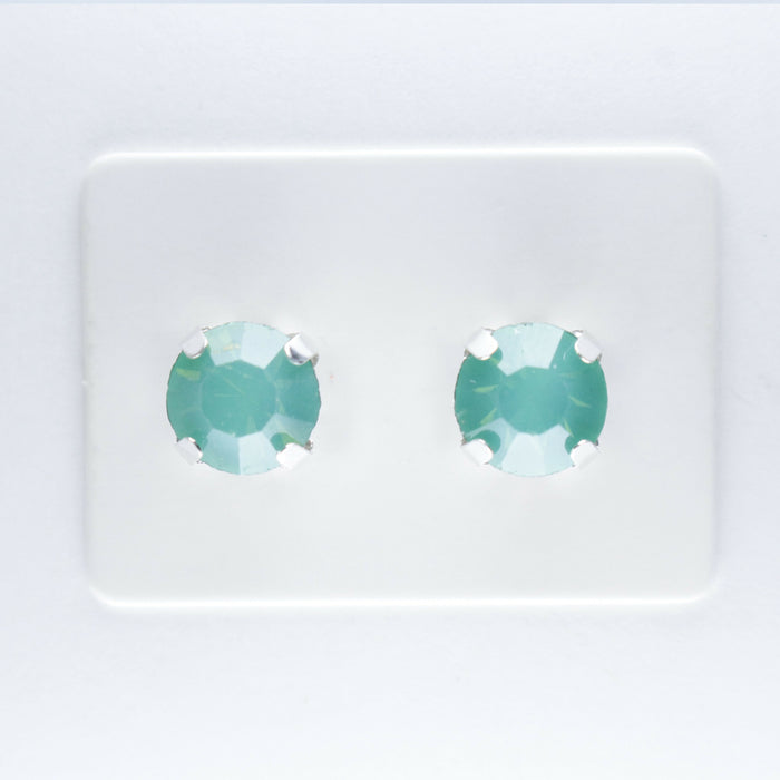 Opal Stone Earrings, individual or 6-pack, White, Pink or Green: Magnetic, clip-on or Hypoallergenic Stud