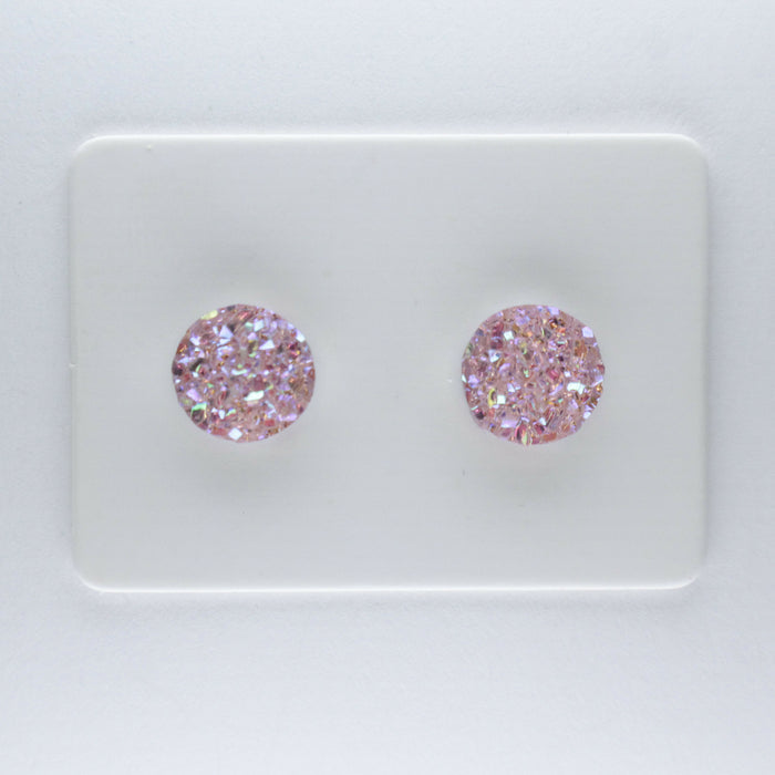 Druzy Resin Iridescent Earrings, 8mm & 11 colors, Magnetic, Clip-on or Hypoallergenic Stud