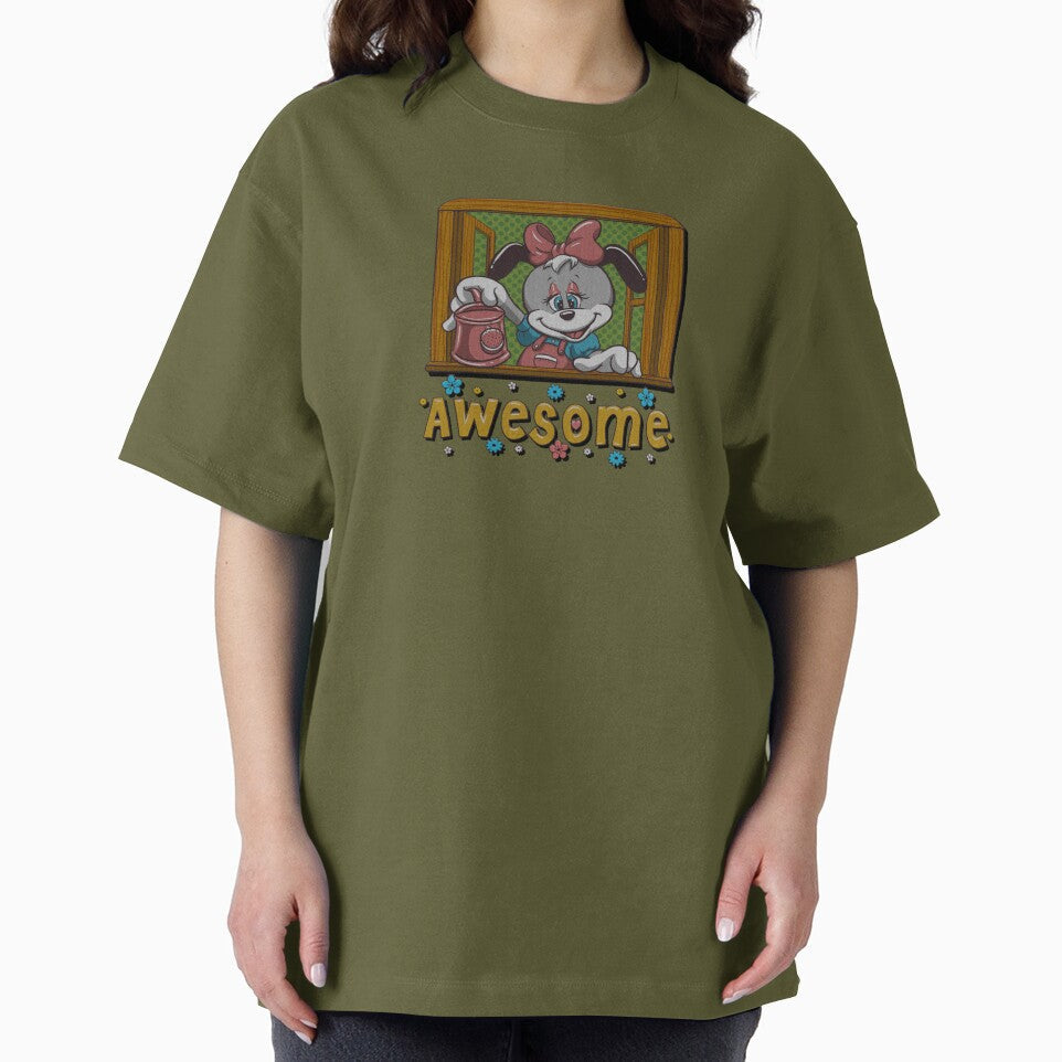 awesome cartoon cute puppy beautiful dog with flowers - embroidery patch by hayrpictures Unisex T-shirt, Sweatshirt, Hoodie, Long Sleeve Tee