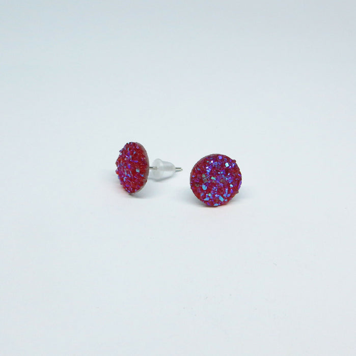 10mm Drusy Resin Earrings 12 colors, Magnetic, Clip-on or Hypoallergenic Stud