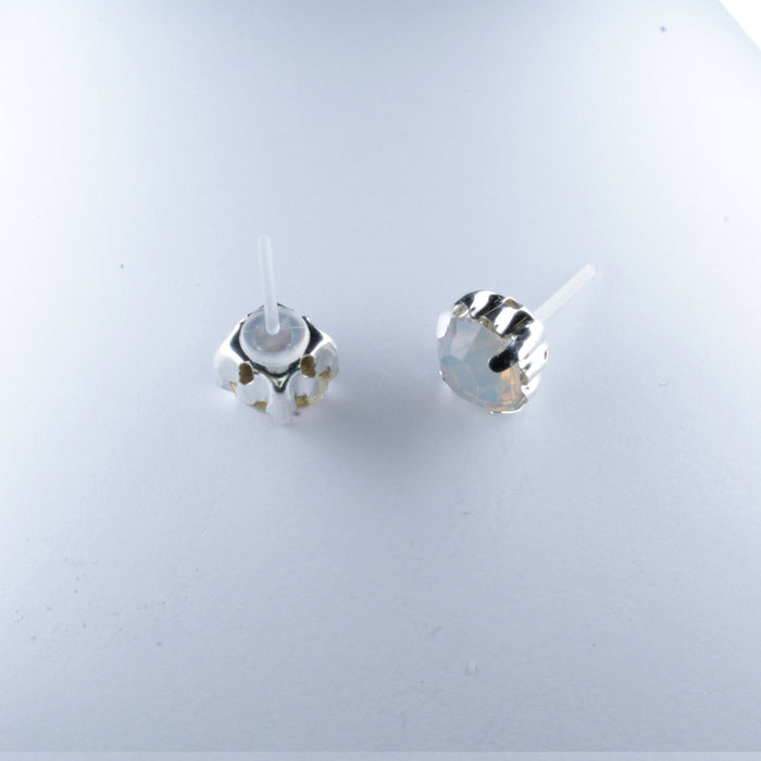 Opal Stone Earrings, individual or 6-pack, White, Pink or Green: Magnetic, clip-on or Hypoallergenic Stud