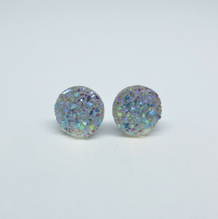 10mm Drusy Resin Earrings 12 colors, Magnetic, Clip-on or Hypoallergenic Stud
