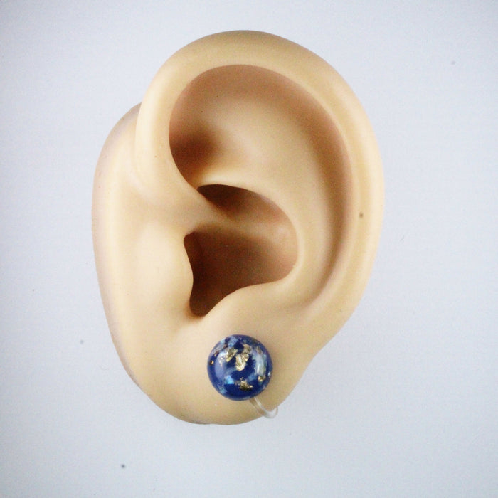 Iridescent and Gold Flake Earrings, 8mm or 10mm, Hypoallergenic Stud, Clip-on or Magnetic