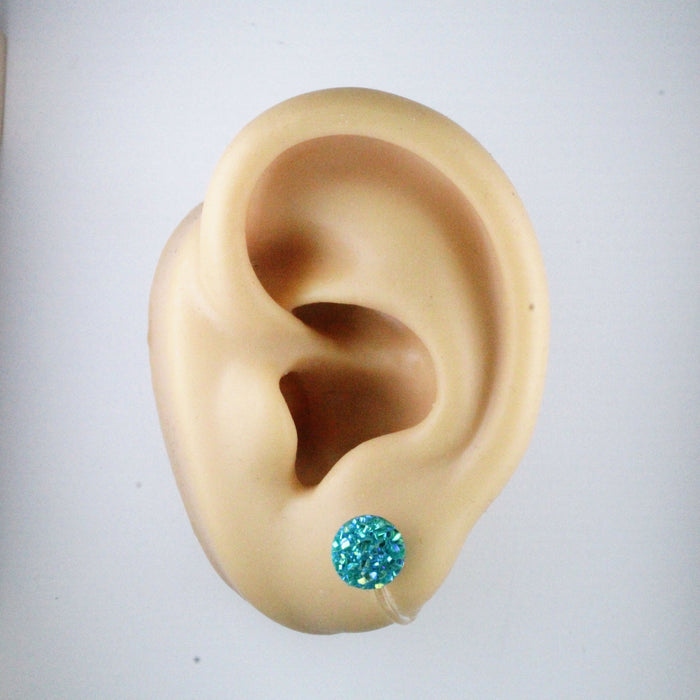 Druzy Resin Iridescent Earrings, 8mm & 11 colors, Magnetic, Clip-on or Hypoallergenic Stud