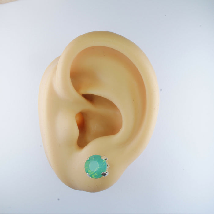 Opal Stone Earrings, individual or 6-pack, White, Pink or Green: Magnetic, clip-on or Hypoallergenic Stud