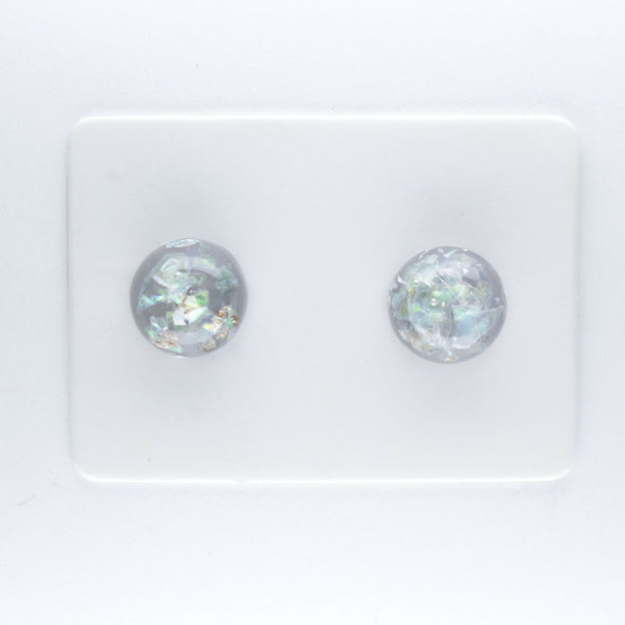 Iridescent and Gold Flake Earrings, 8mm or 10mm, Hypoallergenic Stud, Clip-on or Magnetic