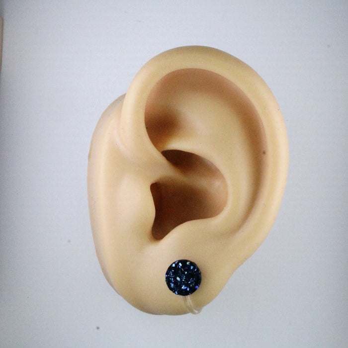Druzy Resin Iridescent Earrings, 8mm & 11 colors, Magnetic, Clip-on or Hypoallergenic Stud