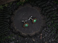Wood Cufflinks with Malachite Stone #43
