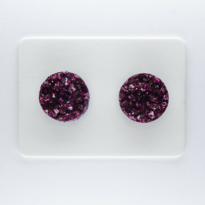 Metallic Druzy Resin Earrings, 2 sizes 7 colors single or 6-pack Magnetic, Clip-on or Hypoallergenic