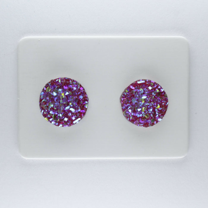 10mm Drusy Resin Earrings 12 colors, Magnetic, Clip-on or Hypoallergenic Stud