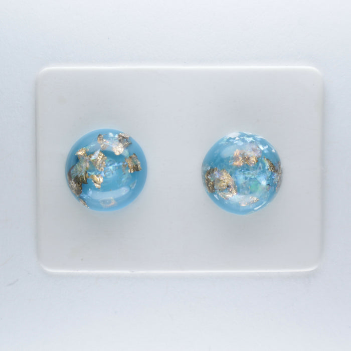 Iridescent and Gold Flake Earrings, 8mm or 10mm, Hypoallergenic Stud, Clip-on or Magnetic