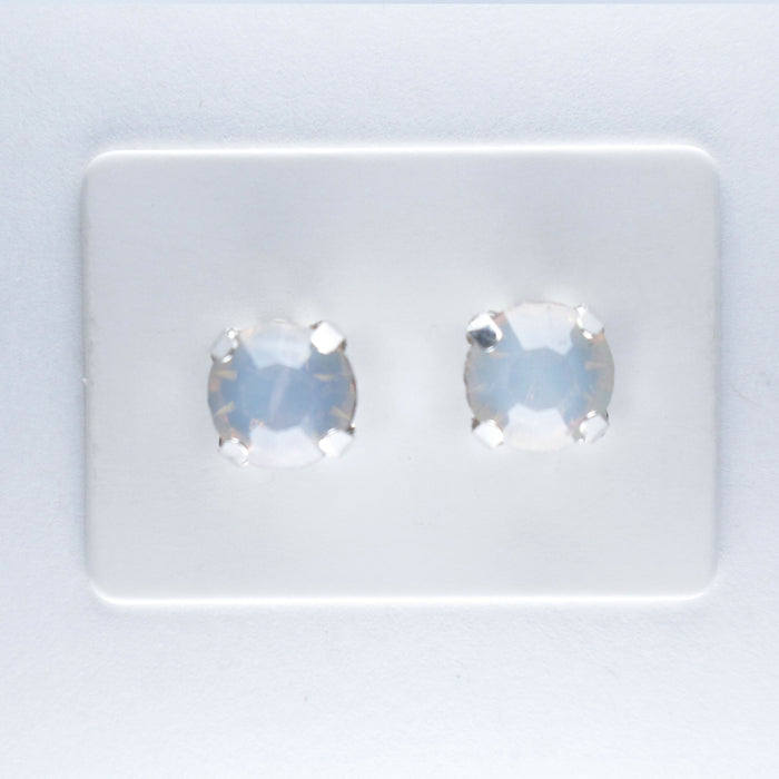 Opal Stone Earrings, individual or 6-pack, White, Pink or Green: Magnetic, clip-on or Hypoallergenic Stud
