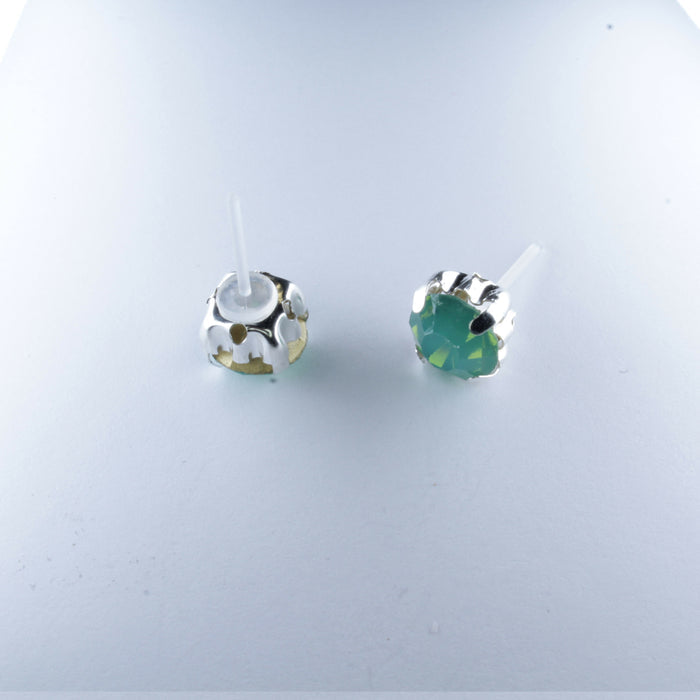 Opal Stone Earrings, individual or 6-pack, White, Pink or Green: Magnetic, clip-on or Hypoallergenic Stud